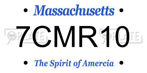 7CMR10 Massachusetts License Plate