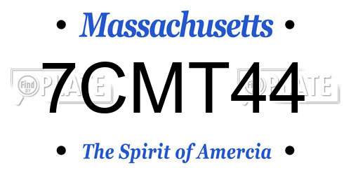 7CMT44 Massachusetts License Plate