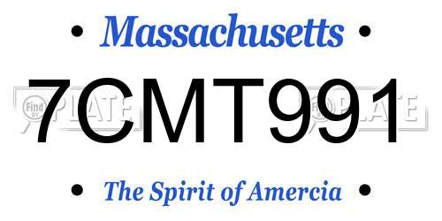 7CMT991 Massachusetts License Plate