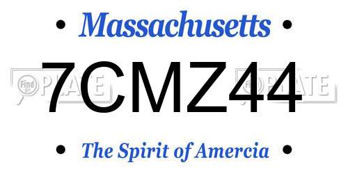 7CMZ44 Massachusetts License Plate
