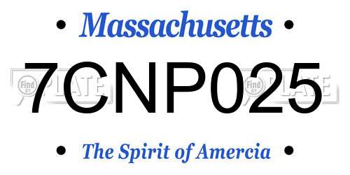 7CNP025 Massachusetts License Plate