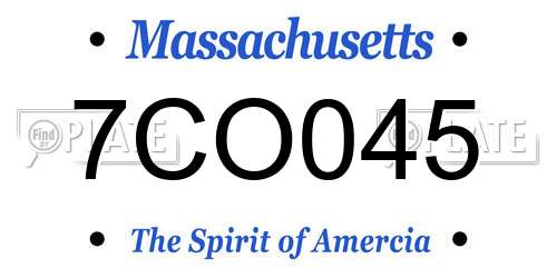 7CO045 Massachusetts License Plate