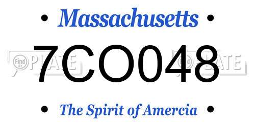 7CO048 Massachusetts License Plate
