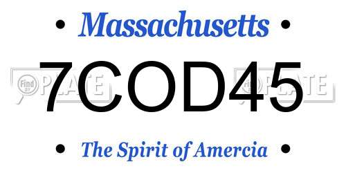 7COD45 Massachusetts License Plate