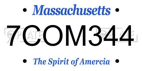 7COM344 Massachusetts License Plate