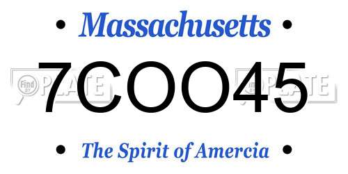7COO45 Massachusetts License Plate