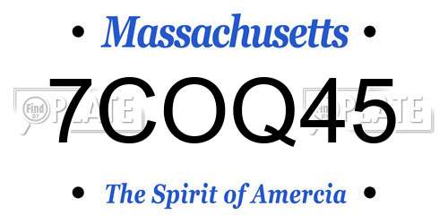 7COQ45 Massachusetts License Plate