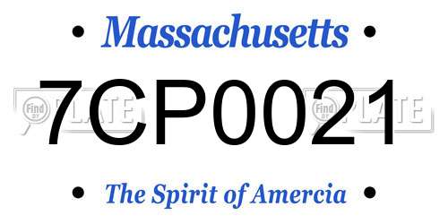 7CP0021 Massachusetts License Plate