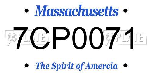 7CP0071 Massachusetts License Plate
