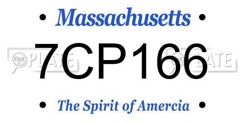 7CP166 Massachusetts License Plate