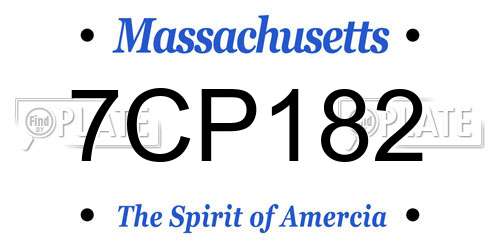 7CP182 Massachusetts License Plate