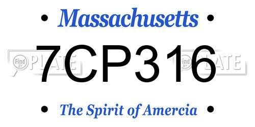 7CP316 Massachusetts License Plate
