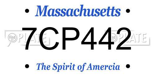 7CP442 Massachusetts License Plate