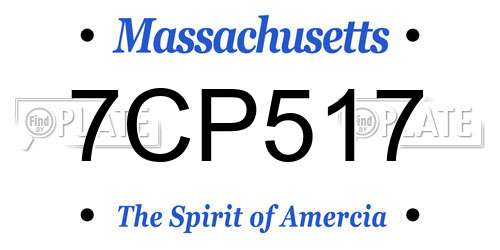 7CP517 Massachusetts License Plate