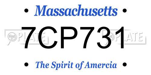 7CP731 Massachusetts License Plate
