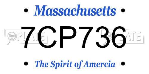 7CP736 Massachusetts License Plate