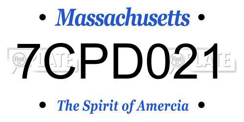 7CPD021 Massachusetts License Plate