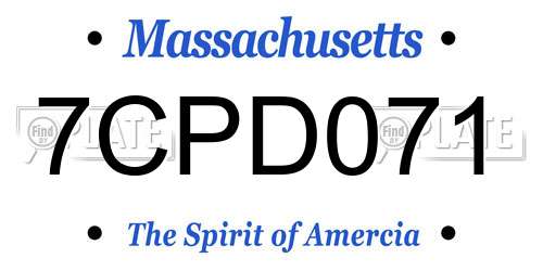 7CPD071 Massachusetts License Plate