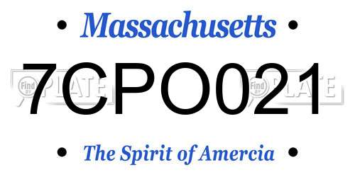 7CPO021 Massachusetts License Plate