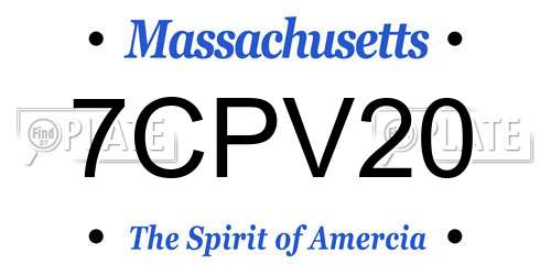 7CPV20 Massachusetts License Plate
