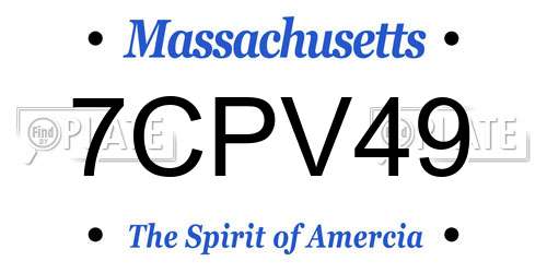 7CPV49 Massachusetts License Plate