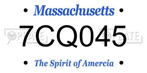 7CQ045 Massachusetts License Plate