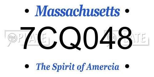 7CQ048 Massachusetts License Plate