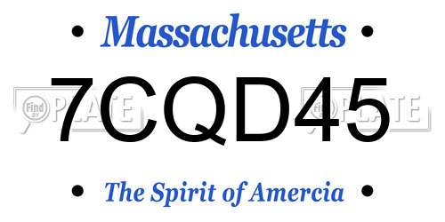 7CQD45 Massachusetts License Plate