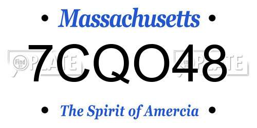 7CQO48 Massachusetts License Plate