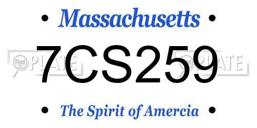 7CS259 Massachusetts License Plate