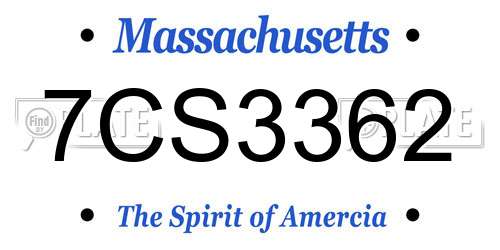 7CS3362 Massachusetts License Plate