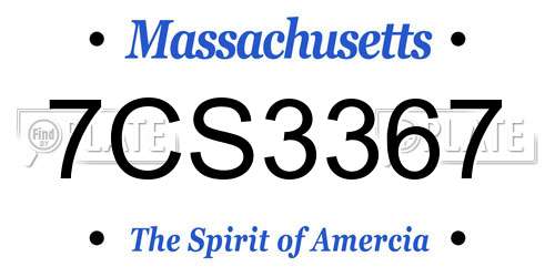 7CS3367 Massachusetts License Plate