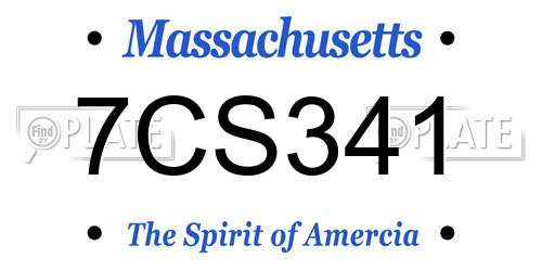 7CS341 Massachusetts License Plate
