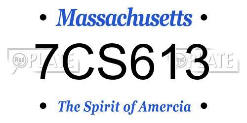 7CS613 Massachusetts License Plate