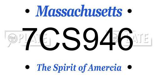 7CS946 Massachusetts License Plate