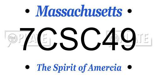 7CSC49 Massachusetts License Plate