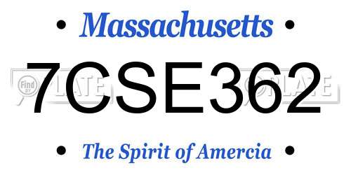 7CSE362 Massachusetts License Plate