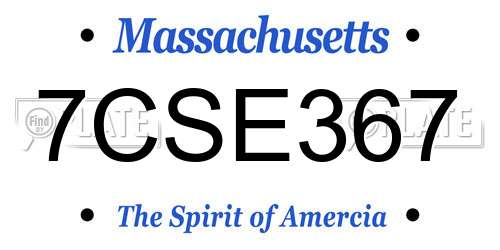 7CSE367 Massachusetts License Plate