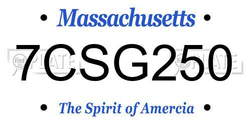 7CSG250 Massachusetts License Plate