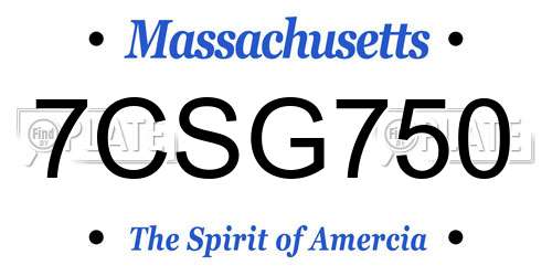 7CSG750 Massachusetts License Plate