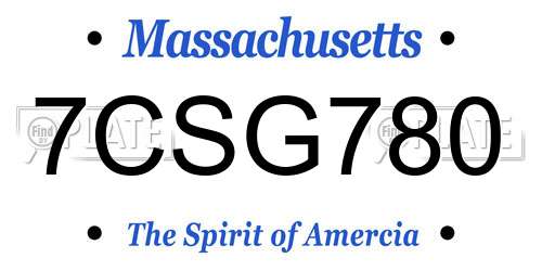 7CSG780 Massachusetts License Plate