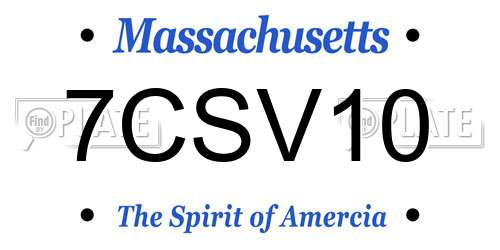 7CSV10 Massachusetts License Plate