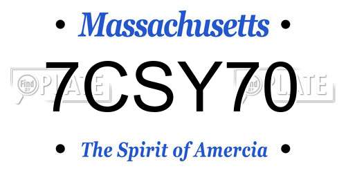 7CSY70 Massachusetts License Plate