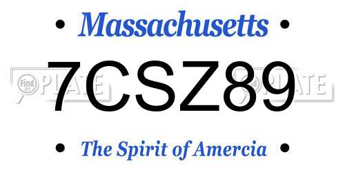 7CSZ89 Massachusetts License Plate