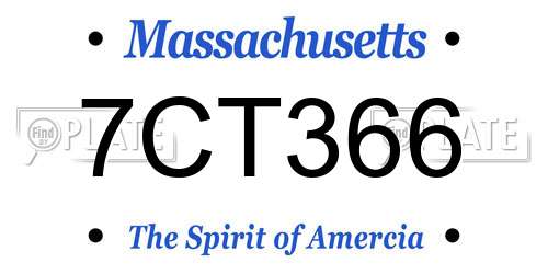 7CT366 Massachusetts License Plate