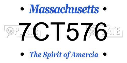 7CT576 Massachusetts License Plate