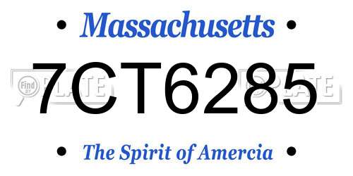 7CT6285 Massachusetts License Plate