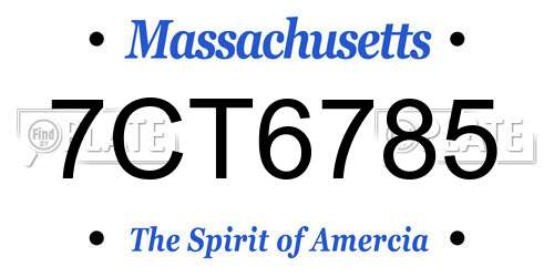 7CT6785 Massachusetts License Plate