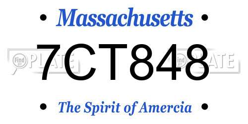 7CT848 Massachusetts License Plate