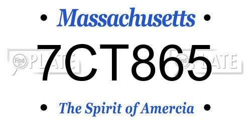 7CT865 Massachusetts License Plate